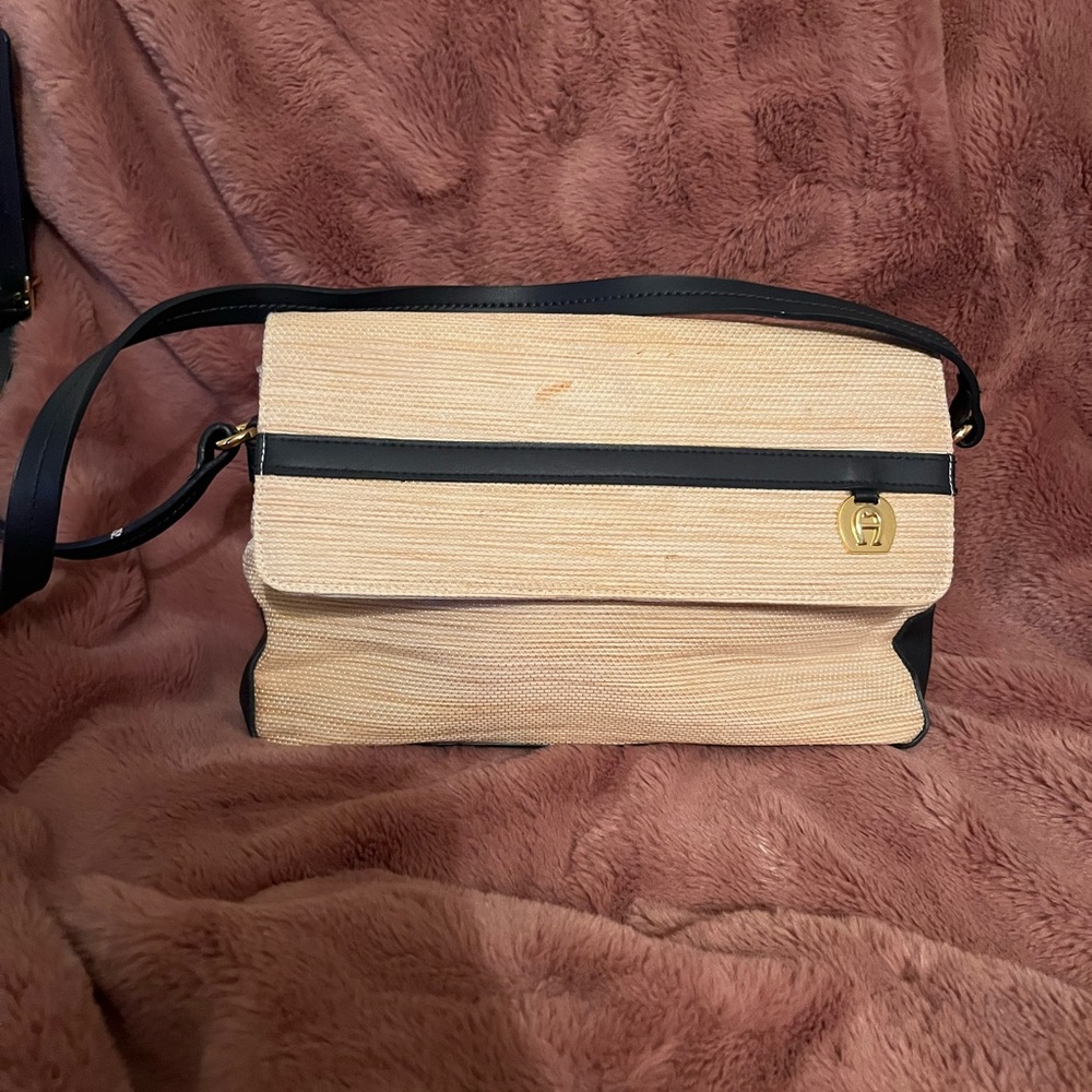 Etienne Aigner Tan and Black Shoulder Bag
